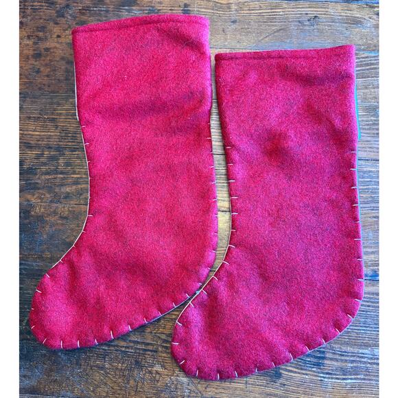 (2) NWOT Red Snowman Christmas Stocking Embellished Snowman & Scarf Felt - Picture 3 of 5